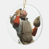 Vintager Baseballspieler, Catcher-Look Keramik Ornament (Links)