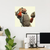 Vintager Baseballspieler, Catcher-Look Poster (Heimbüro)