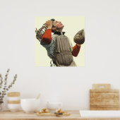 Vintager Baseballspieler, Catcher-Look Poster (Küche)