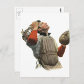 Vintager Baseballspieler, Catcher-Look Postkarte (Vorne/Hinten)