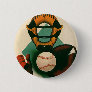 Vintager Baseballspieler, Mitt Button