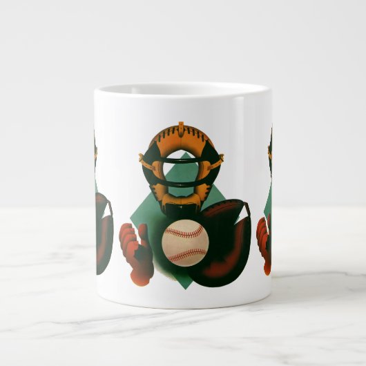 Vintager Baseballspieler, Mitt Jumbo-Tasse (Vorderseite)