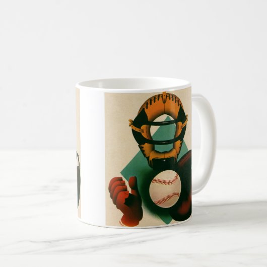 Vintager Baseballspieler, Mitt Kaffeetasse (VorderseiteRechts)