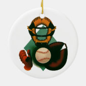 Vintager Baseballspieler, Mitt Keramik Ornament (Hinten)