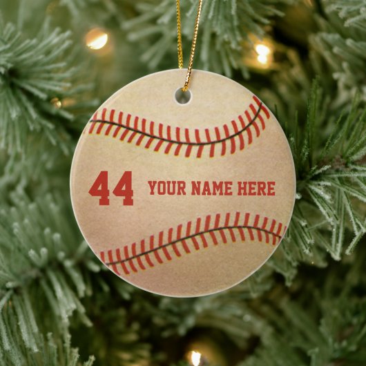 Vintager Baseballspieler, Mitt Keramik Ornament (Baum)