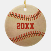 Vintager Baseballspieler, Mitt Keramik Ornament (Hinten)