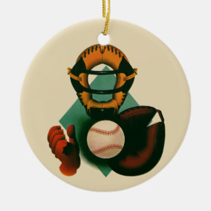 Vintager Baseballspieler, Mitt Keramikornament