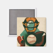 Vintager Baseballspieler, Mitt Magnet (Vorderseite/Rückseite)