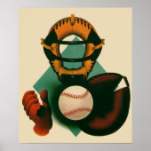 Vintager Baseballspieler, Mitt Poster (Vorne)