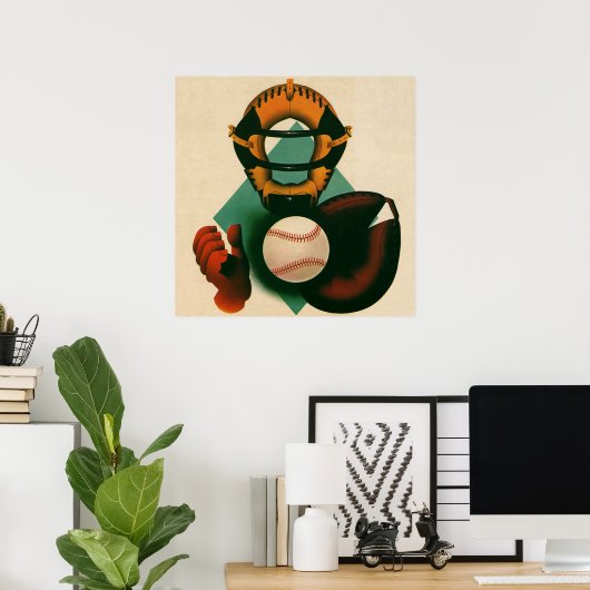 Vintager Baseballspieler, Mitt Poster (Heimbüro)