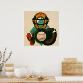 Vintager Baseballspieler, Mitt Poster (Küche)