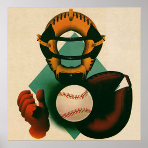 Vintager Baseballspieler, Mitt Poster