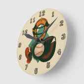 Vintager Baseballspieler, Mitt Runde Wanduhr (Winkel)