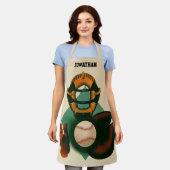 Vintager Baseballspieler, Mitt Schürze (Getragen)