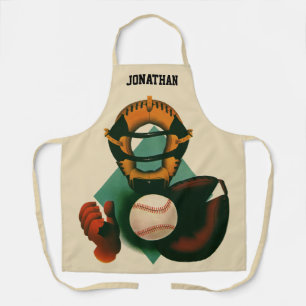Vintager Baseballspieler, Mitt Schürze