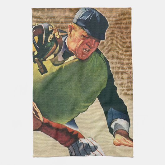 Vintager Baseballspieler, Umpire Geschirrtuch (Vertikal)