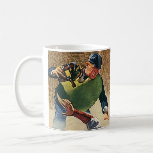 Vintager Baseballspieler, Umpire Kaffeetasse (Links)