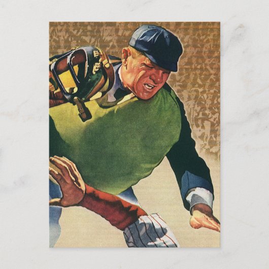 Vintager Baseballspieler, Umpire Postkarte (Vorderseite)