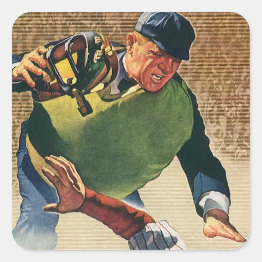 Vintager Baseballspieler, Umpire Quadratischer Aufkleber (Vorderseite)