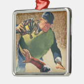 Vintager Baseballspieler, Umpire Silbernes Ornament (Links)