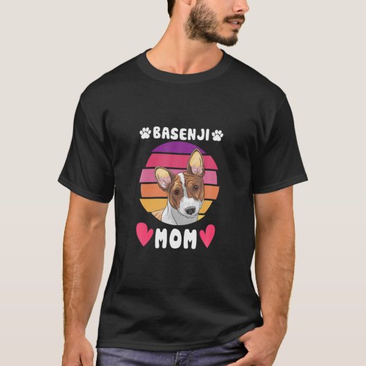 Vintager Basenji Dog Mama Muttertag T-Shirt (Vorderseite)