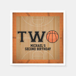 Vintager Basketball 2. Geburtstag Serviette