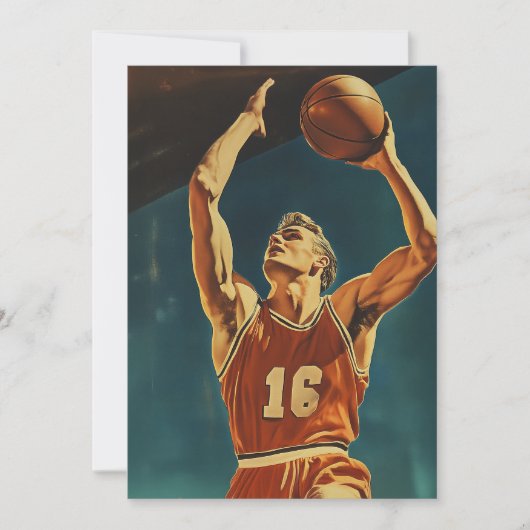 Vintager Basketball-Aktionsshot Einladung (Vorderseite)