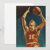 Vintager Basketball-Aktionsshot Einladung (Vorne/Hinten)