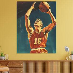 Vintager Basketball-Aktionsshot Leinwanddruck