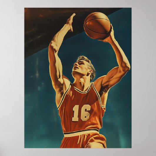 Vintager Basketball-Aktionsshot Poster (Vorne)