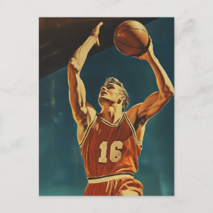 Vintager Basketball-Aktionsshot Postkarte
