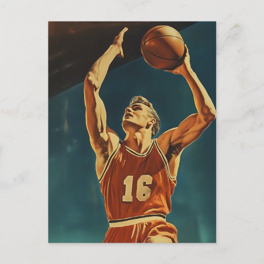 Vintager Basketball-Aktionsshot Postkarte (Vorderseite)