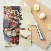 Vintager Basketball, Spieler im Spiel Geschirrtuch (Viertel Falte)