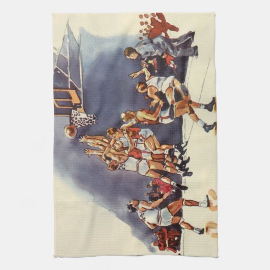 Vintager Basketball, Spieler im Spiel Geschirrtuch (Vertikal)