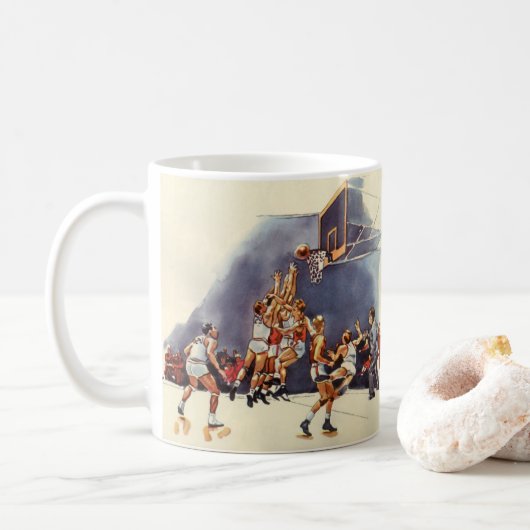 Vintager Basketball, Spieler im Spiel Kaffeetasse (Mit Donut)