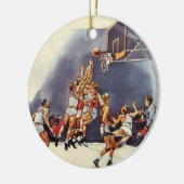 Vintager Basketball, Spieler im Spiel Keramik Ornament (Links)