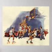 Vintager Basketball, Spieler im Spiel Poster (Vorne)