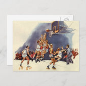 Vintager Basketball, Spieler im Spiel Postkarte (Vorne/Hinten)