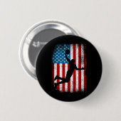Vintager Basketball unter amerikanischer Flagge 4. Button (Vorne & Hinten)