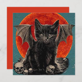 Vintager Batcat Spooky Happy Halloween Feiertagskarte