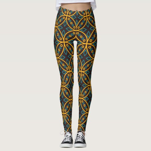 Vintager Batik-Stil auf Braun. Leggings (Vorderseite)