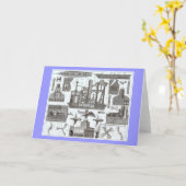 Vintager Bau von Dampfschiffen 1850 Karte (Gelbe Blume)