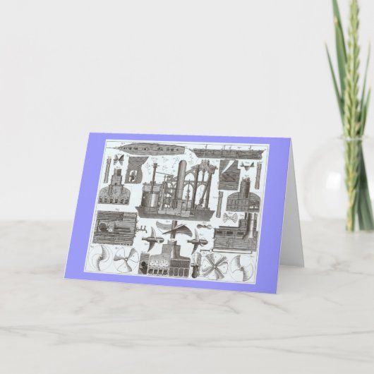 Vintager Bau von Dampfschiffen 1850 Karte (Vorderseite)