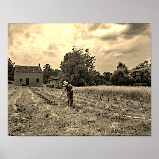 Vintager Bauer Landwirtschaft Sepia Fotografie Poster (Vorne)
