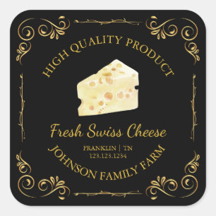 Vintager Bauernhof Frische Schweizer Käse Quadratischer Aufkleber