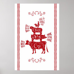 Vintager Bauernhof, gekocht Poster