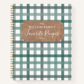 Vintager Bauernhof Grünes Kariertes Rezept Kochbuc Notizblock (Vorderseite)