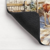 Vintager Bauernhof Kuh Traktor Winter Mousepad (Ecke)