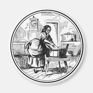 Vintager Bauernhof Waschsalon Illustration Weiß Magnet