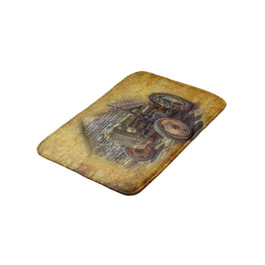 Vintager Bauerntraktor Badematte (Schrägansicht)